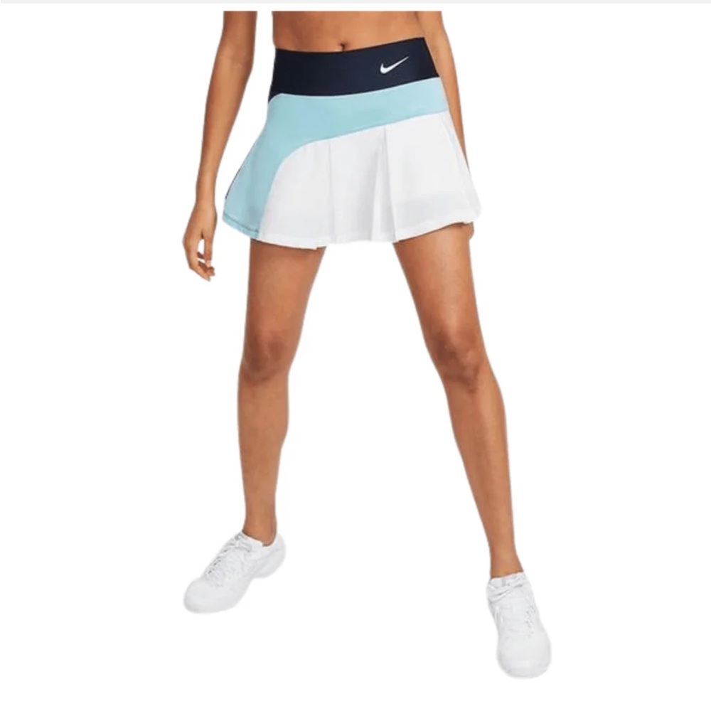 Nike Court Dri-Fit Advantage Hybrid Tennis Skirt Skort White Sky Blue Navy Sz M